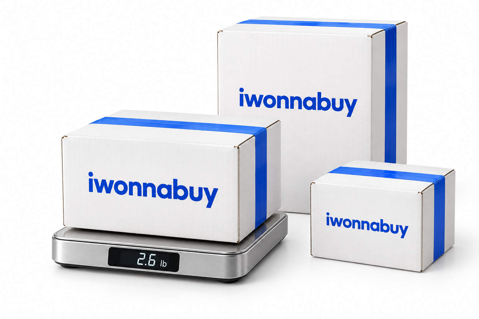 iwonnabuy parcels being weighed on a digital scale